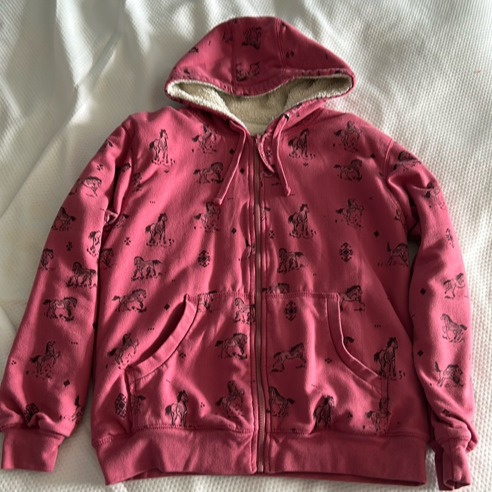 Pink horse print jacket Blue Mountain women’s M